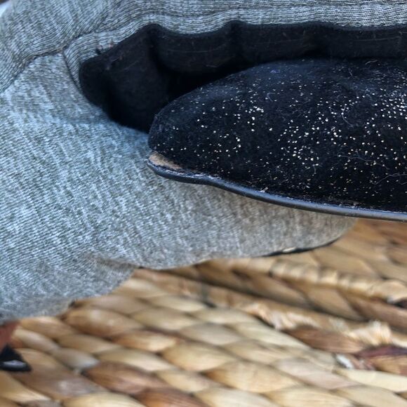 Ann Taylor Loft Black Velveteen Gold Glitter Heels - Picture 4 of 14